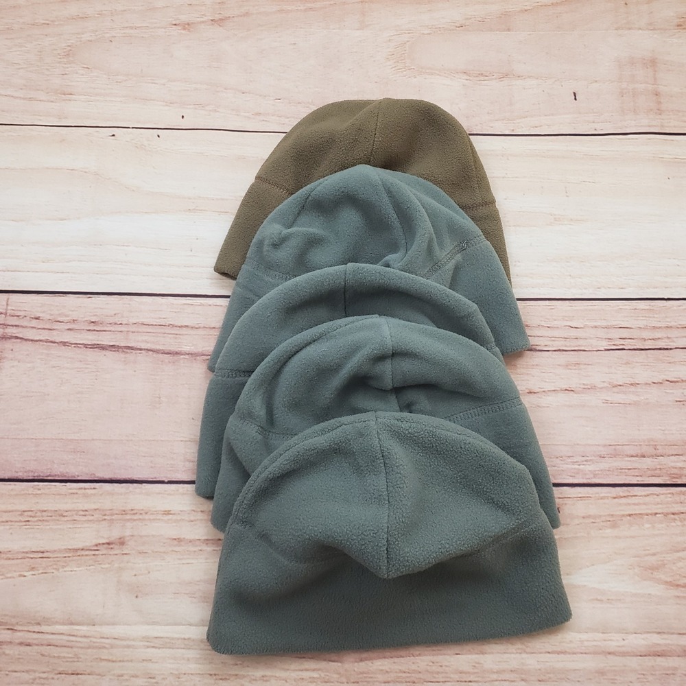 Polartec Hat Cap Fitted Men Medium Green Microfleece Thermal Military Bundle Lot